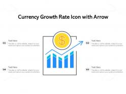 Currency growth rate icon with arrow