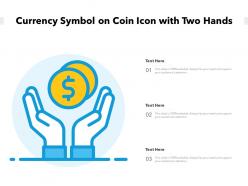 Currency symbol on coin icon with two hands