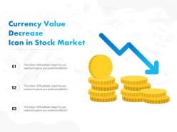 Currency value decrease icon in stock market