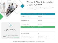 Current client acquisition cost structure client acquisition costing for acquiring ppt themes