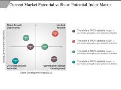 Current Market Potential Vs Share Potential Index Matrix Ppt Icon