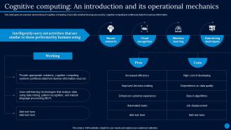 Current Trending Technologies Cognitive Computing An Introduction And Its Operational Mechanics