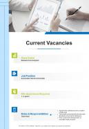 Current Vacancies Recruitment Proposal One Pager Sample Example Document