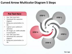 Curved arrow multicolor diagram 5 steps ppt powerpoint slides