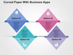 Curved paper with business apps flat powerpoint design