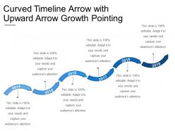 Curved timeline arrow with upward arrow growth pointing