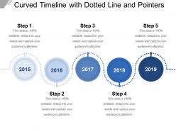 Curved timeline with dotted line and pointers