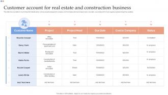 Customer Account For Real Estate And Construction Business