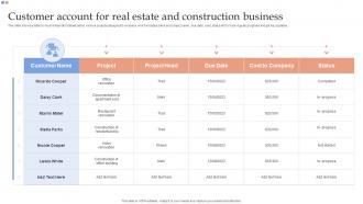 Customer Account For Real Estate And Construction Business