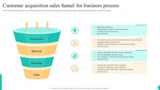 Customer Acquisition Sales Funnel For Business Process