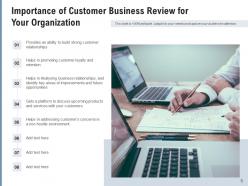 Customer Business Review Presentation Investment Quarterly Essential Importance Organization