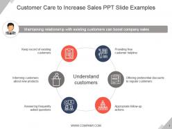 Customer care to increase sales ppt slide examples