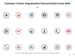 Customer centric organization characteristics icons slide checklist ppt powerpoint slides
