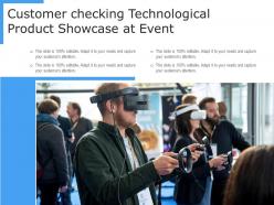 Customer checking technological product showcase at event