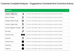 Customer complaint analysis suggestions comments and correction actions