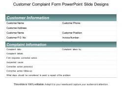 Customer complaint form powerpoint slide designs