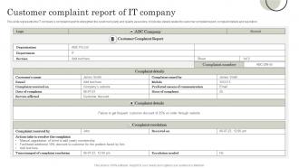 Customer Complaint Report Of IT Company