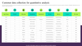 Customer Data Collection For Quantitative Analysis Building Customer Persona To Improve Marketing MKT SS V