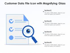 Customer data file icon with magnifying glass