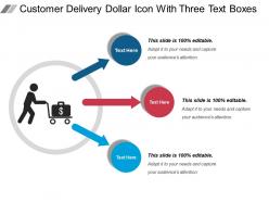Customer delivery dollar icon with three text boxes