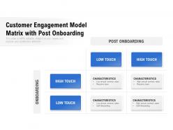 Customer engagement model matrix with post onboarding