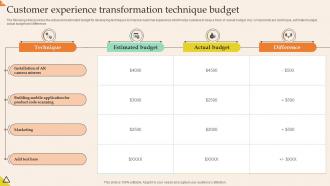 Customer Experience Transformation Technique Budget