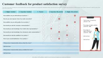Customer Feedback For Product Satisfaction Survey
