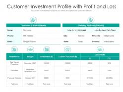 Customer investment profile with profit and loss