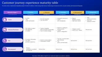 Customer Journey Experience Maturity Table
