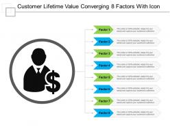 Customer lifetime value converging 8 factors with icon