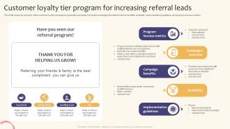Customer Loyalty Tier Program For Increasing Referral Creating A Successful Marketing Strategy SS V