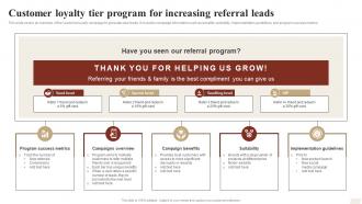 Customer Loyalty Tier Program For Increasing Referral Leads Ways To Optimize Strategy SS V