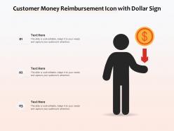Customer money reimbursement icon with dollar sign