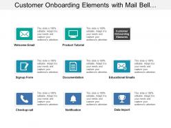 Customer onboarding elements with mail bell document pencil image