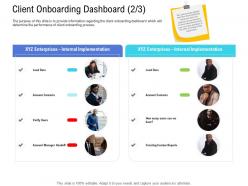 Customer onboarding process client onboarding dashboard manager ppt diagrams