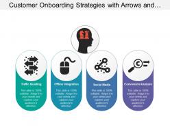 Customer onboarding strategies with arrows and chess pieces in human head