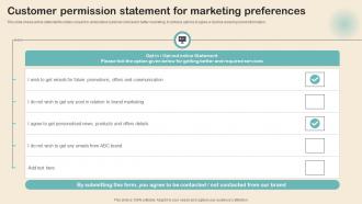Customer Permission Statement For Marketing Preferences