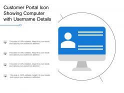 Customer portal icon showing computer with username details