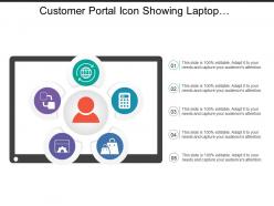 Customer portal icon showing laptop with man silhouette and data
