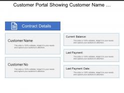 Customer portal showing customer name and contract detail