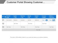 Customer Portal Showing Customer Payment Details
