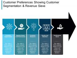 Customer preferences showing customer segmentation and revenue sieve