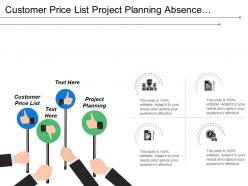 Customer price list project planning absence vacation timesheet information