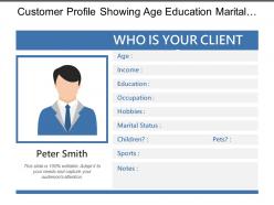 Customer Profile Showing Age Education Marital Status Sports