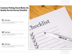 Customer putting check marks on quality service survey checklist