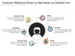 Customer reference shown by mail hands up checklist icon