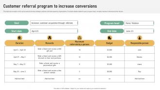 Customer Referral Program To Increase Conversions Referral Marketing Plan To Increase Brand Strategy SS V