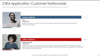 Customer relationship management elevator crm application customer testimonials