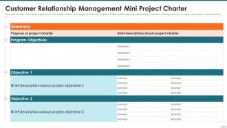 Customer Relationship Management Mini Project Charter Crm Digital Transformation Toolkit