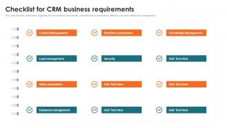 Customer Relationship Management Toolkit Checklist For CRM Business Requirements